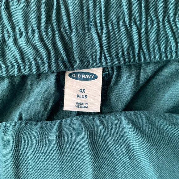 Old Navy High Waist Wide Leg Fabric Belt Tie Soft Teal Ocean Storm Pants Size 4X - Picture 4 of 8